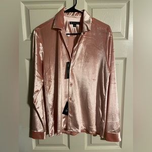 INC International Concepts Mens Velvet/Velour Longsleeve Shirt in Pink Size XS